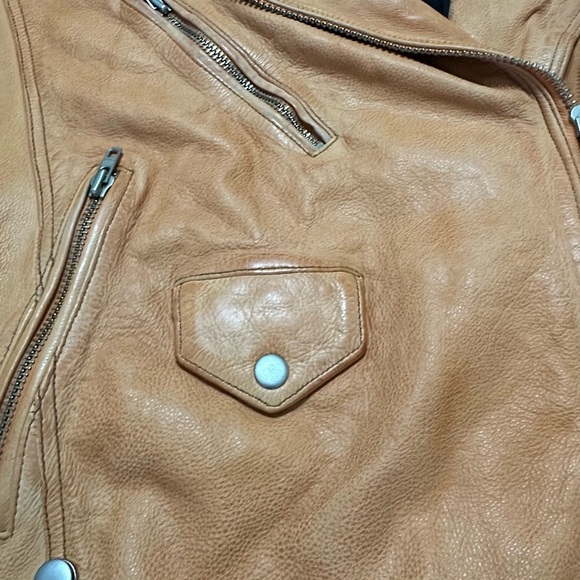 NWOT We The Free Jealousy Leather Moto Jacket M Tangerine Orange - Picture 11 of 14